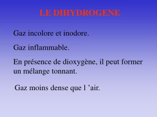 LE DIHYDROGENE