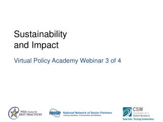 Sustainability and Impact Virtual Policy Academy Webinar 3 of 4