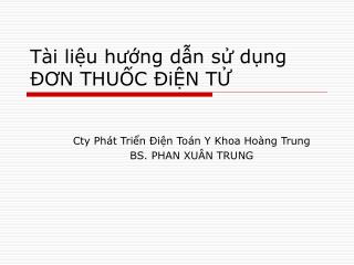 Tài liệu hướng dẫn sử dụng ĐƠN THUỐC ĐiỆN TỬ