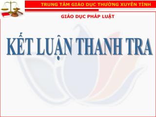 KẾT LUẬN THANH TRA