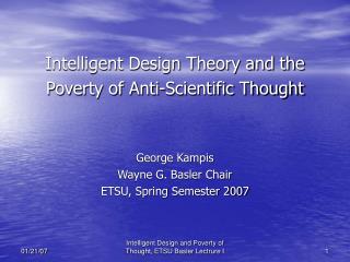 Intelligent Design Theory and the Poverty of Anti-Scientific Thought