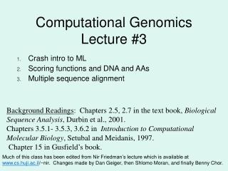 Computational Genomics Lecture #3
