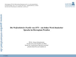 Die Wolfenbütteler Postille von 1573 – ein frühes Werk litauischer Sprache im Herzogtum Preußen