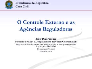 O Controle Externo e as Agências Reguladoras