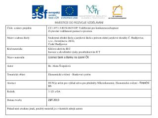 Licence bank Banky na území ČR