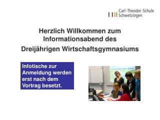 Herzlich Willkommen zum Informationsabend des Dreijährigen Wirtschaftsgymnasiums