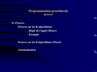 Programmation procédurale preuves