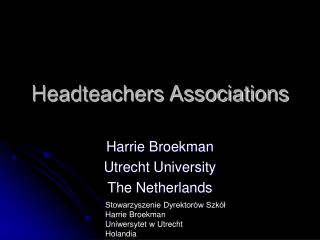 Headteachers Associations