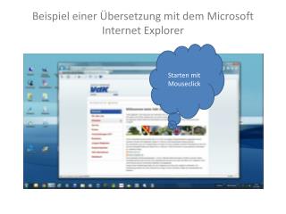 Beispiel einer Übersetzung mit dem Microsoft Internet Explorer