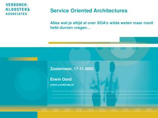 Service Oriented Architectures