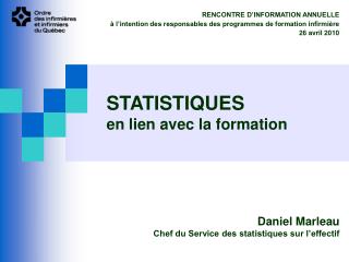 STATISTIQUES en lien avec la formation