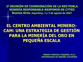 FREDDY PANTOJA TIMARÁN, Ph.D. UNIVERSIDAD DE NARIÑO-COLOMBIA