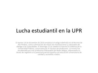 Lucha estudiantil en la UPR