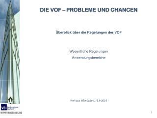 DIE VOF – PROBLEME UND CHANCEN