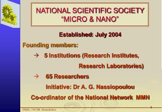 NATIONAL SCIENTIFIC SOCIETY “MICRO &amp; NANO”