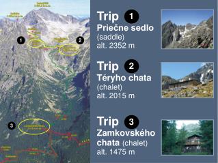 Trip Priečne sedlo (saddle ) alt. 2352 m Trip Téryho chata (chalet ) alt. 2015 m Trip Zamkovského