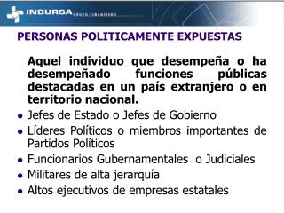 PERSONAS POLITICAMENTE EXPUESTAS