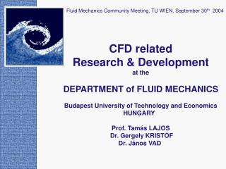 Fluid Mechanics Community Meeting, TU WIEN, September 30 th 2004