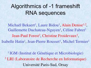 Algorithmics of -1 frameshift RNA sequences