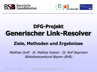 DFG-Projekt Generischer Link-Resolver