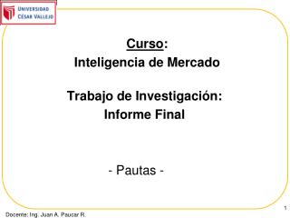 Trabajo de Investigación: Informe Final - Pautas -