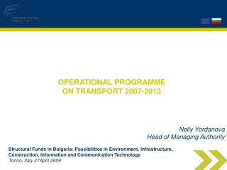 OPERATIONAL PROGRAMME ON TRANSPORT 2007-2013