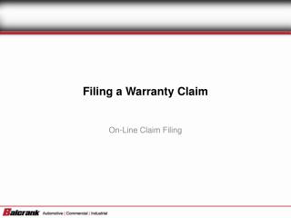 Filing a Warranty Claim