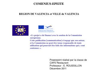 REGION DE VALENCIA et VILLE de VALENCIA
