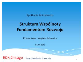 Spotkanie Animatorów Struktura Wspólnoty Fundamentem Rozwoju Prezentuje : Wojtek Jeżewicz