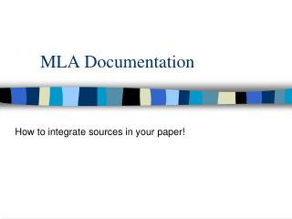 MLA Documentation