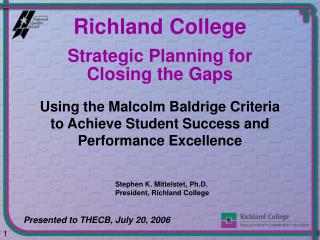 Strategic Planning for Closing the Gaps