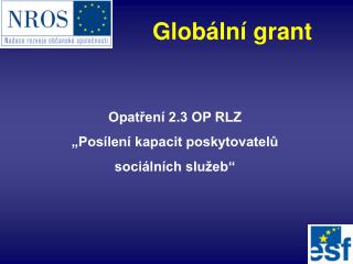 Opatření 2.3 OP RLZ „Posílení kapacit poskytovatelů sociálních služeb“