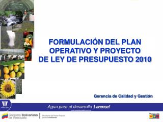 FORMULACIÓN DEL PLAN OPERATIVO Y PROYECTO DE LEY DE PRESUPUESTO 2010