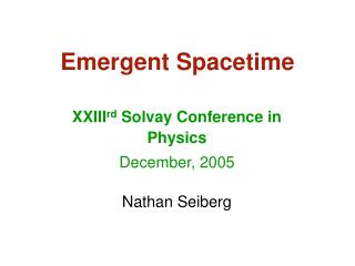 Emergent Spacetime