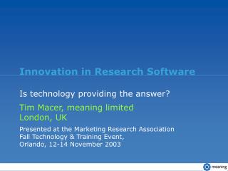 Innovation in Research Software