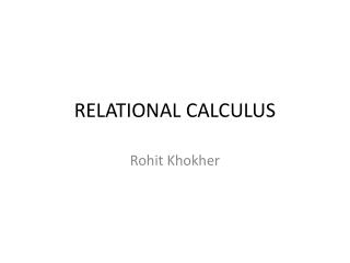 RELATIONAL CALCULUS