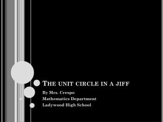 The unit circle in a jiff