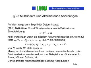 § 28 Multilineare und Alternierende Abbildungen