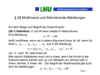 § 28 Multilineare und Alternierende Abbildungen