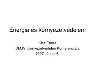 Energia és környezetvédelem