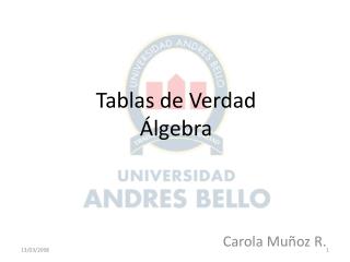 Tablas de Verdad Álgebra