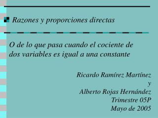 Razones y proporciones directas