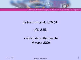 Présentation du LIMSI UPR 3251