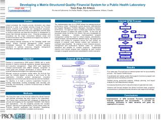 Developing a Matrix-Structured Quality Financial System for a Public Health Laboratory