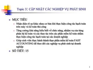 Topic 3 : CẬP NHẬT CÁC NGHIỆP VỤ PHÁT SINH