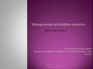 Managementul activităților educative