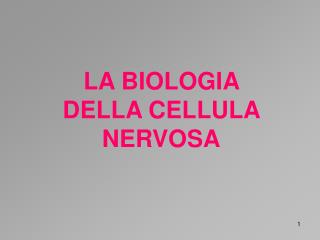 LA BIOLOGIA DELLA CELLULA NERVOSA