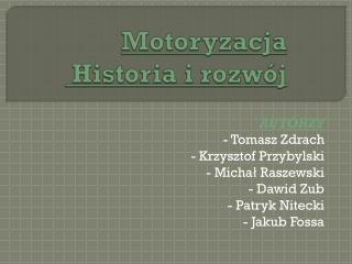 Motoryzacja Historia i rozwój