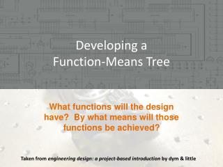 Developing a Function-Means Tree