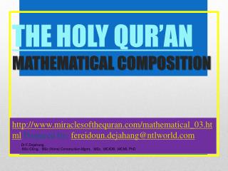 THE HOLY QUR’AN MATHEMATICAL COMPOSITION